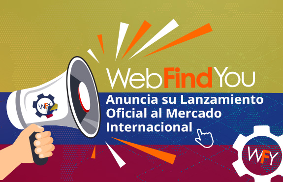Mano Sosteniendo Megfono que Anuncia el Lanzamiento de WebFindYou al Mercado Internacional