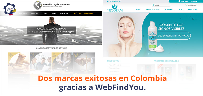 Home de Sitios Web de Dos Marcas Exitosas en Colombia: Colombia Legal Corporation y Neoderm