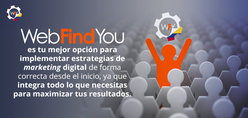 Silueta Humana Color Naranja que Sostiene Logo de WebFindYou Como Lder de Marketing Digital en Colombia