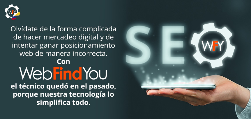 Mano con Smartphone Proyectando la palabra SEO que Representa en Posicionamiento Web con WebFindYou