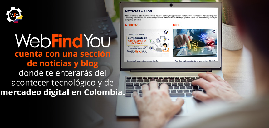 Empresaria Revisando Sección de Noticias y Blog de WebFindYou Para Enterarse del Acontecer Tecnológico en Colombia