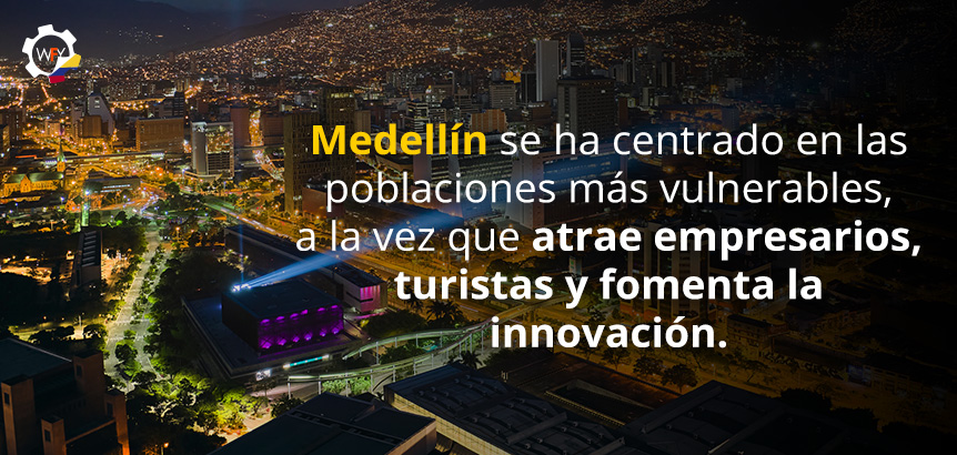 Fondo de Medellín de Noche; Ciudad que Atrae Empresarios, Turistas y Fomenta la Innovación