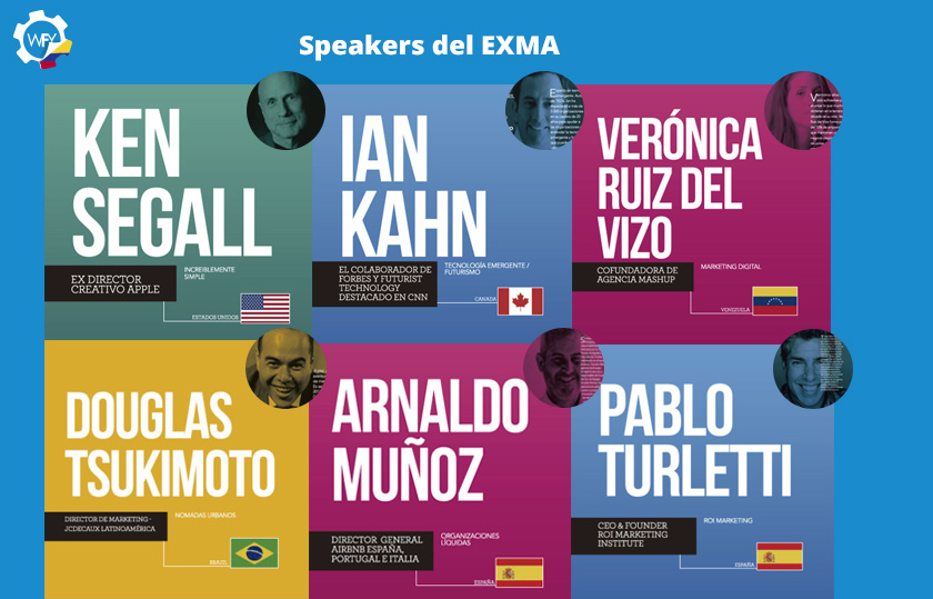 Speakers del EXMA: Ken Segall, Ian Kahn, Verónica Ruiz, Douglas Tsukimoto, Arnaldo Muñoz, Pablo Turletti