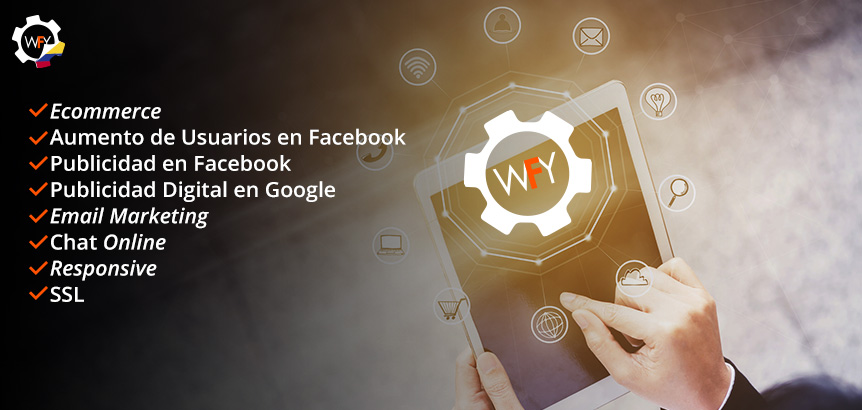 Ecommerce, Usuarios y Publicidad en Facebook, Publicidad en Google, Email Marketing, Chat Online, Responsive y SSL