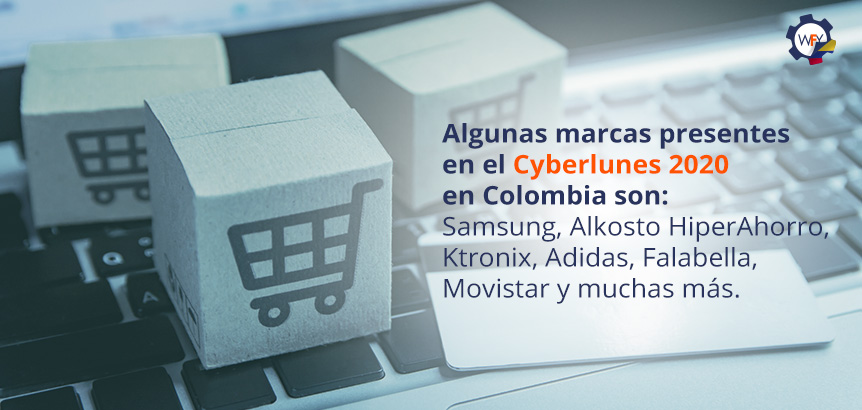 Algunas Marcas Presentes en el Cyberlunes 2020 en Colombia son: Samsung, Alkosto HiperAhorro, Ktronix, Adidas, Falabella