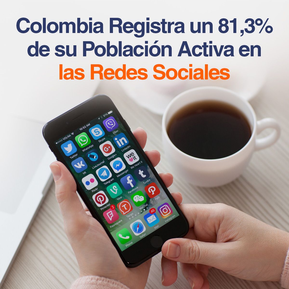Colombia Registra un 81,3% de su Población Activa en las Redes Sociales